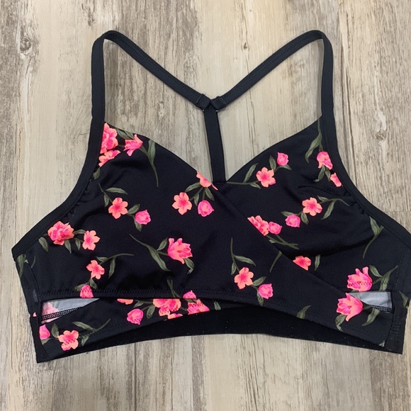 PINK Sport Ditsy Floral Two Piece Criss Cross Bikini Swimsuit Shorts Small - Picture 2 of 12